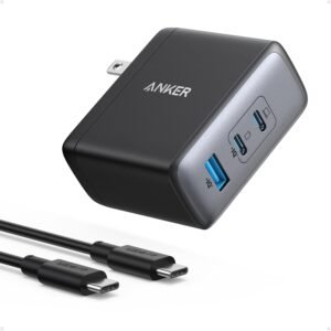 Anker Nano 100W USB-C Charger, 3-Port Fast Compact GaN Charger for MacBook Pro/Air, Pixelbook, ThinkPad, Dell XPS, iPad Pro, iPhone 15 Series, Galaxy S23, and More (USB-C to USB-C Cable Included)