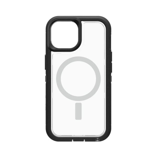OTTERBOX Apple iPhone 14 / iPhone 13 Defender Series XT Clear Case with MagSafe - Black Crystal (77-90062), 5X Military Standard Drop Protection - Image 2