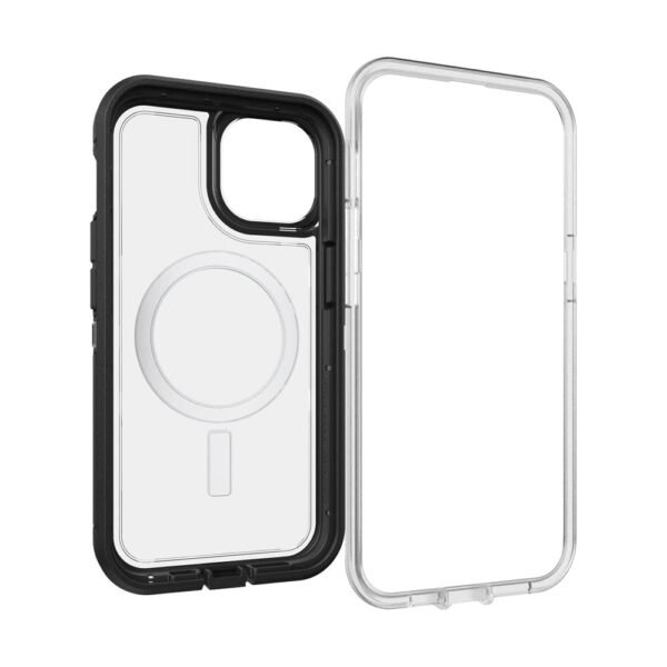 OTTERBOX Apple iPhone 14 / iPhone 13 Defender Series XT Clear Case with MagSafe - Black Crystal (77-90062), 5X Military Standard Drop Protection - Image 4